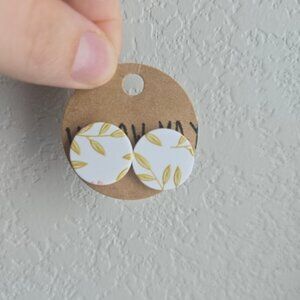 Willow May White and Green Leaf Stud Earrings